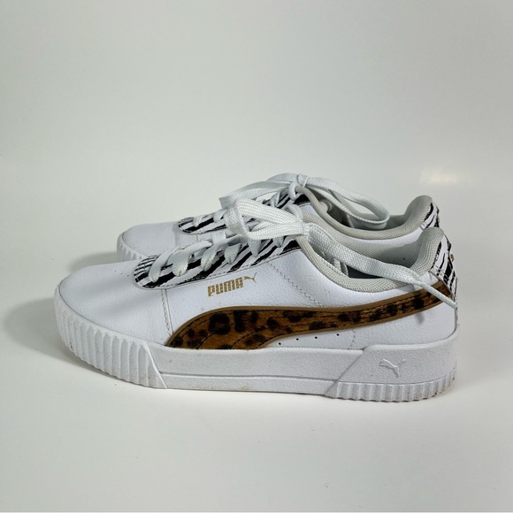 Puma Women's Carina Animal Mix Platform Cheetah Zeebra Stripe Sneakers 6.5 - Picture 2 of 7